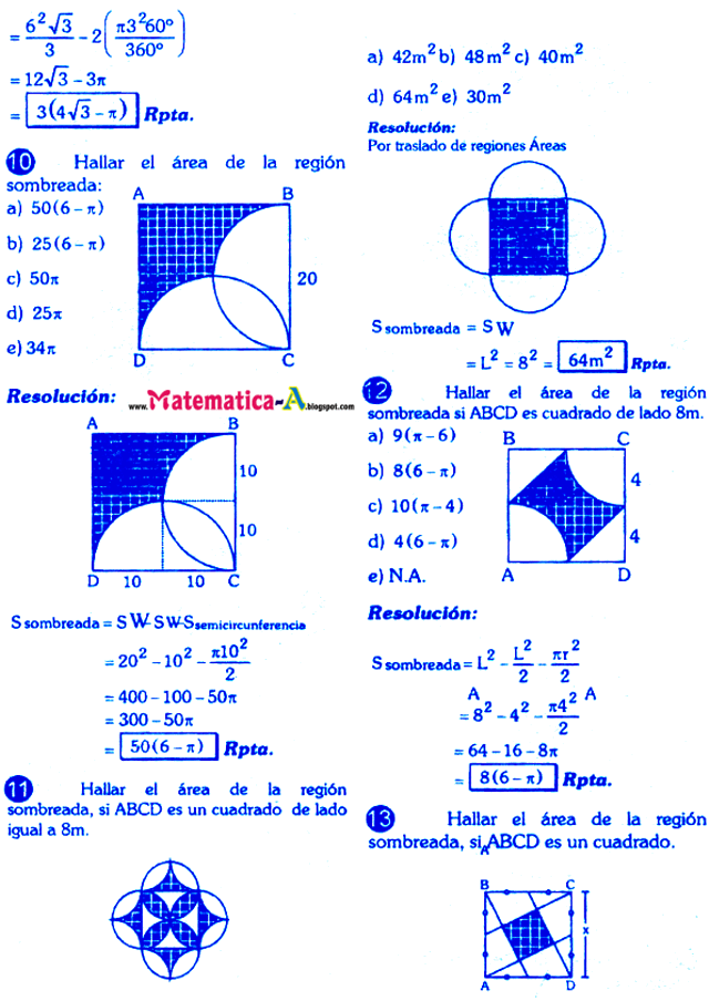 areas sombreadas ejercicios resueltos